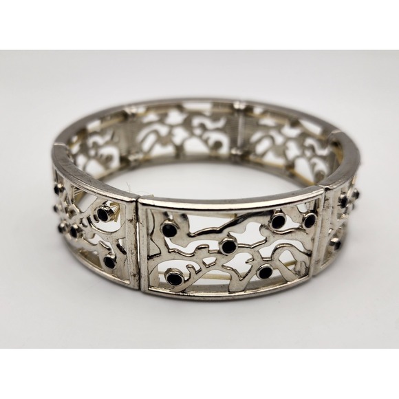 The Unbranded Brand Jewelry - Women's‎ stainless steel cuff bracelet with black beading expanding, OS